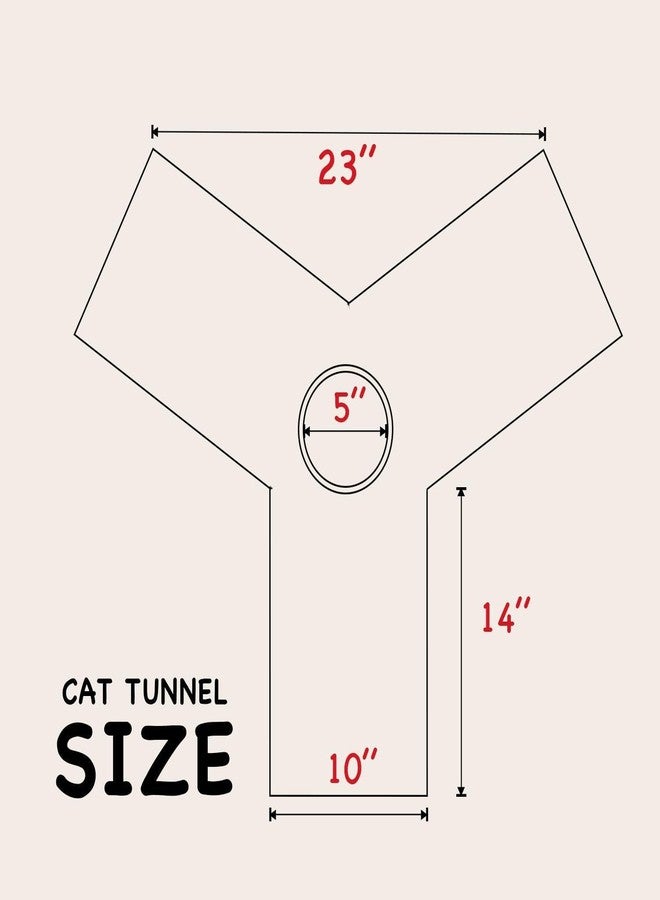 Sage Square Cat Jumbo Collapsible Lightweight Portable T-Shape Tube Hiding Tunnel Sleeping Bag Exercise 3 Way Tunnel with Hanging Ball for Cat/Kittens/Puppy/Dogs (Red) - Image 3